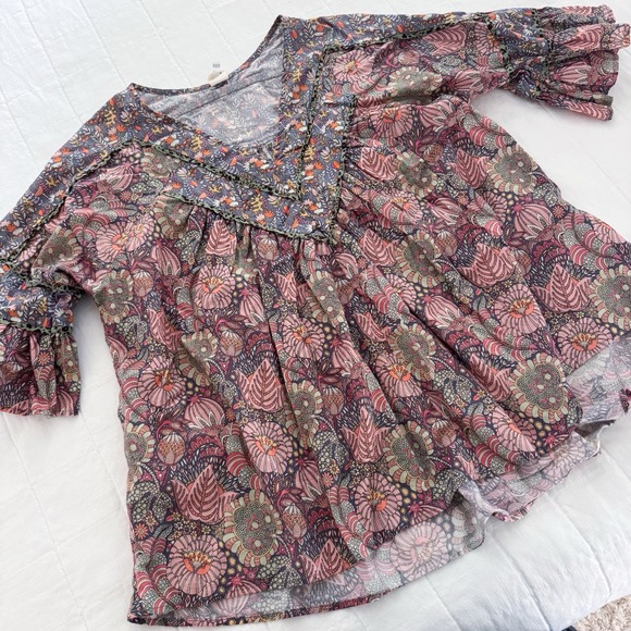 Ivy Jane Top MEDIUM Blushing Color Boho Floral Paisley Cottage Core USA - Picture 2 of 10